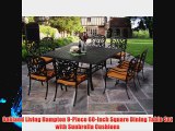 Oakland Living Hampton 9-Piece 60-Inch Square Dining Table Set with Sunbrella Cushions