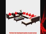 Outsunny 9-Piece Outdoor PE Rattan Wicker Sectional Patio Sofa Chair Set