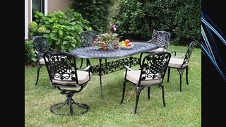 Outdoor Cast Aluminum Patio Furniture 7 Piece Dining Set F with 2 Swivel Chairs Cbm1290