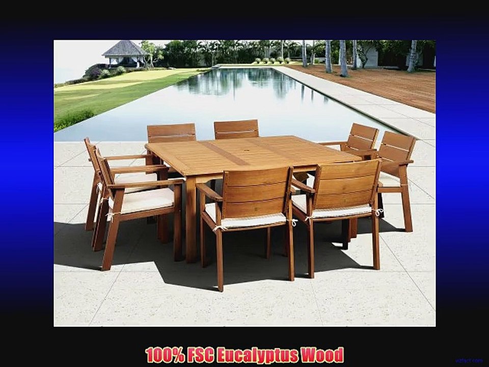 Amazonia 9-Piece Nelson Eucalyptus Square Dining Set