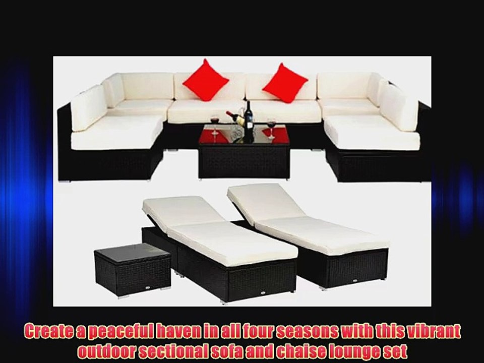 Outsunny Deluxe Outdoor Patio PE Rattan Wicker 10 pc Sofa Sectional / Chaise Lounge Furniture