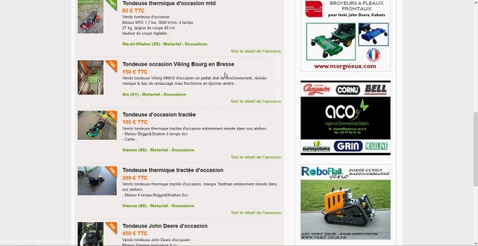 Tondeuse à gazon occasion annonces gratuites