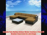 Luxxella Patio Mallina Outdoor Wicker Furniture 7-Piece All Weather Couch Sofa Set Dark Beige