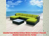 Luxxella Patio Mallina Outdoor Wicker Furniture 7-Piece All Weather Couch Sofa Set Peridot