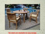 New 5 Pc Luxurious Grade-A Teak Dining Set - 52 Round Table and 4 Stacking Arbor Arm Chairs