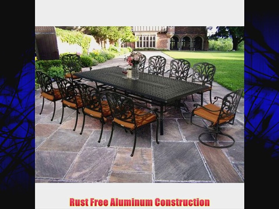 Oakland Living Hampton 11-Piece Dining Set with Sunbrella Cushions 102 by 46-Inch