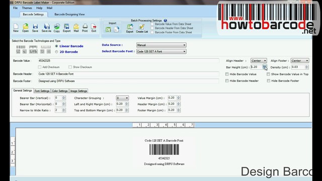 Code 128 set A Font using to create barcode labels