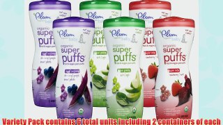 Plum Organics Baby Super Puffs Variety Pack (Six 1.5 oz containers) Purple/Green/Red