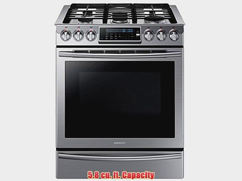 SAMSUNG NX58H9500WS Slide-In Gas Range with 5 Sealed Burners 30-Inch Stainless Steel