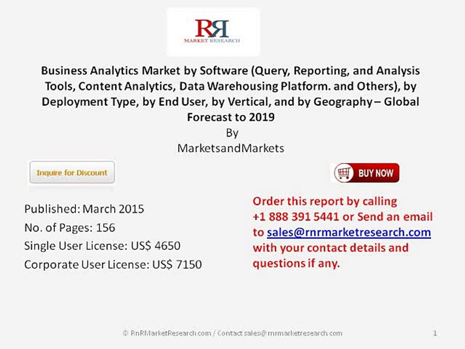 2019 Business Analytics Market Trends and Forecasts by Regions and Software (Query, Reporting, and Analysis Tools)