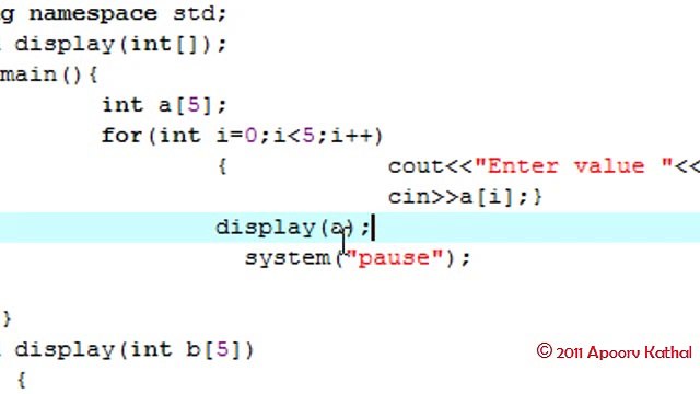 C++ in Hindi -23 Calling functions with Arrays