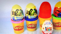 Kids Tube Play Doh Kinder Surprise Eggs Spiderman Disney Pixar Monsters University Egg Toys Play Dou