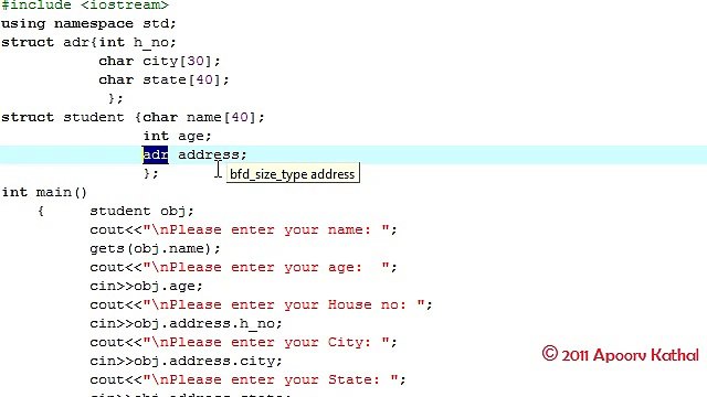 C++ in Hindi -27 Structures Part 3-Nested Structures