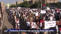 Thousands of Yemenis rally against the Shiite Huthi militia