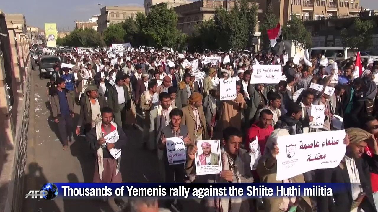 Thousands of Yemenis rally against the Shiite Huthi militia