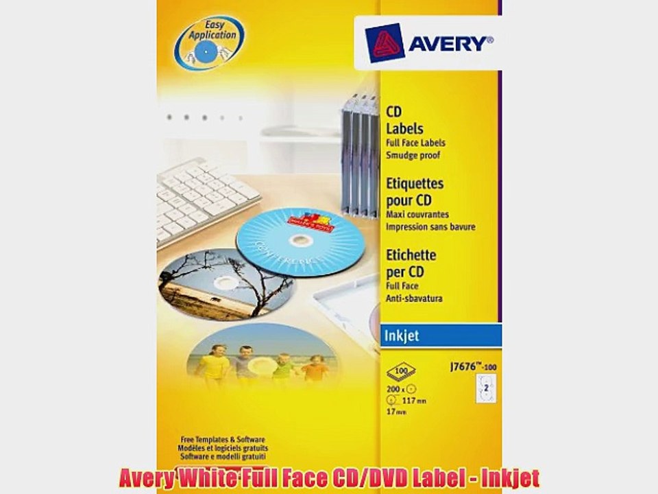 Avery White Full Face CD/DVD Label - Inkjet