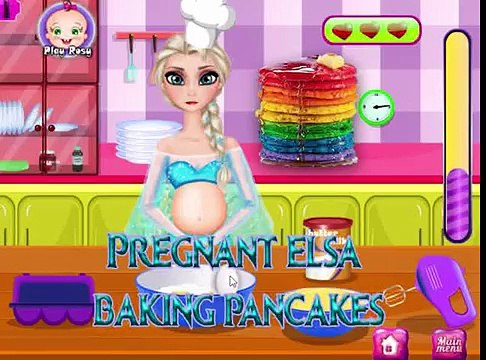 Pregnant Elsa baking pancakes Frozen 2 Elsa bake a cake