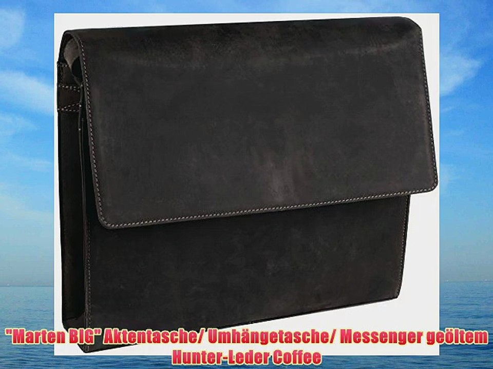 Marten BIG Aktentasche/ Umh?ngetasche/ Messenger ge?ltem Hunter-Leder Coffee