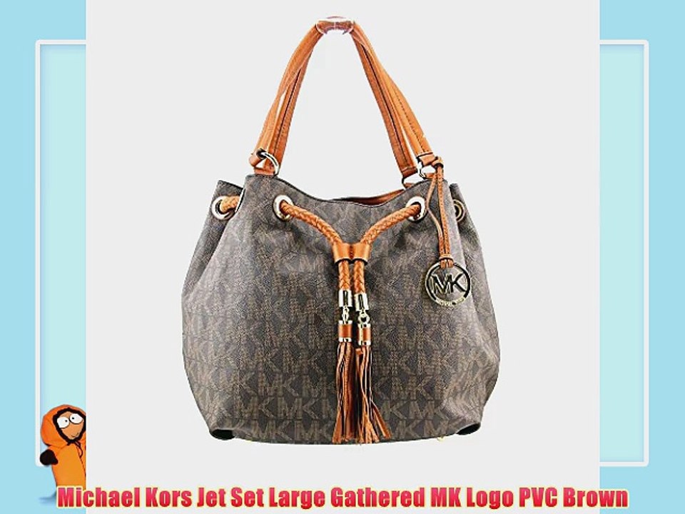 Michael Kors Jet Set Large Gathered MK Logo PVC Brown