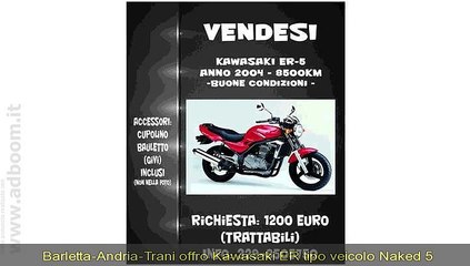 Descargar video: BARLETTA-ANDRIA-TRANI, BARLETTA   KAWASAKI  ER TIPO VEICOLO NAKED CC 500