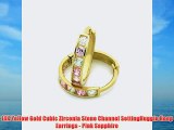 14K Yellow Gold Cubic Zirconia Stone Channel SettingHuggie Hoop Earrings - Pink Sapphire