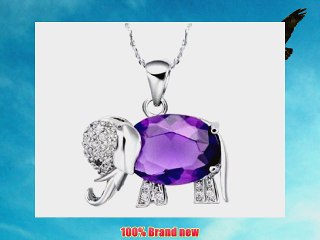 leaf heart 18K white gold plated Super Flash Austrian amethyst diamond elephant Silver Necklace(185)