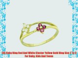 14K Baby Ring Red And White Cluster Yellow Gold Ring Size 2 To 5 For Baby Kids And Teens