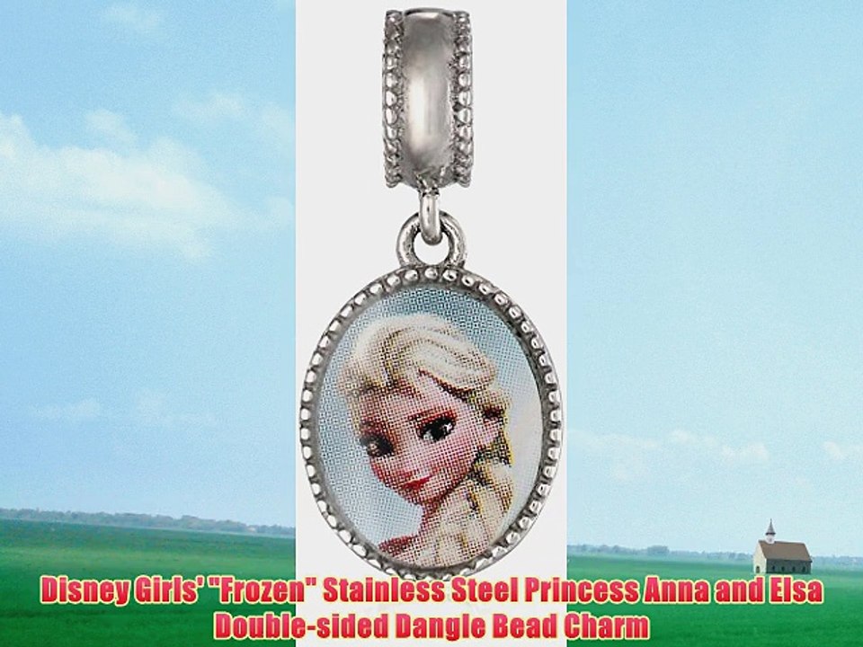 Disney Girls' Frozen Stainless Steel Princess Anna and Elsa Double-sided Dangle Bead Charm