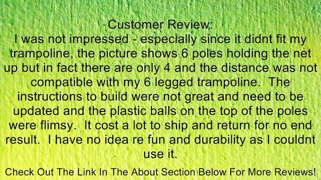 Safety Enclosure for 8' Trampoline (Trampoline not included) Review