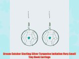 Dream Catcher Sterling Silver Turquoise Imitation Very Small Tiny Hook Earrings