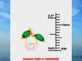 14K Yellow Gold Pearl Drop CZ Stud Earrings with Screw-back