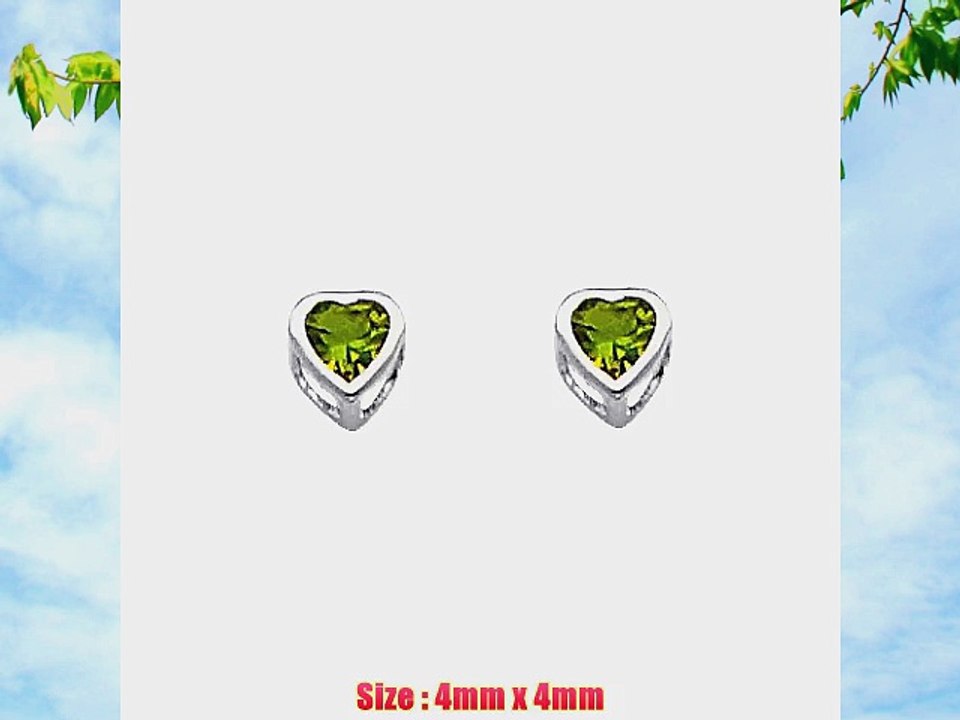 Sterling Silver Rhodium Plated 4mm August Birthstone Heart Bezel-set Children Stud Earrings
