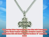 .925 Sterling Silver Engraved Girl's Four Way with Communion Chalice Medal Pendant Children's