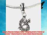 Jewelry Monster Antique Finish Dangling Artist's Palette w/ Brushes Charm Bead for Snake Chain