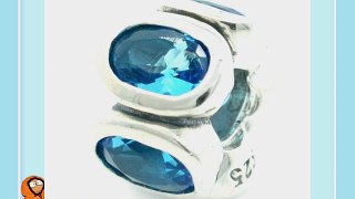 Pro Jewelry .925 Sterling Silver with Dark Blue Turquoise Cz Oval Lights Charm Bead for Snake
