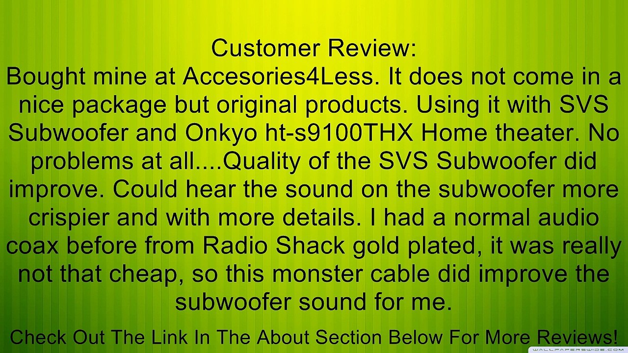 Monster MB400 SW-24 High Performance Subwoofer Cable (24 feet) Review