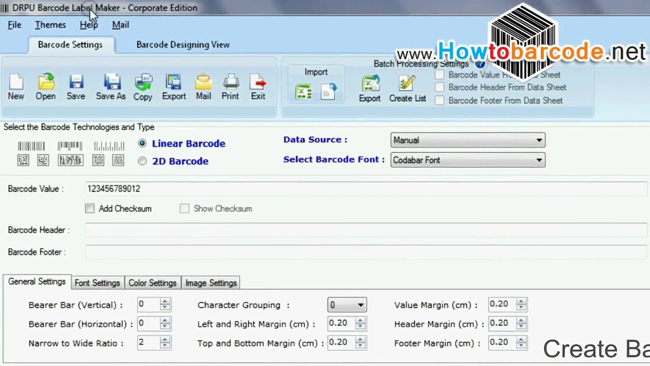 Databar Code 128 Font type using to create barcodes