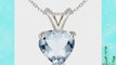 1 Ct Genuine Aquamarine Heart Pendant .925 Sterling Silver Rhodium Finish