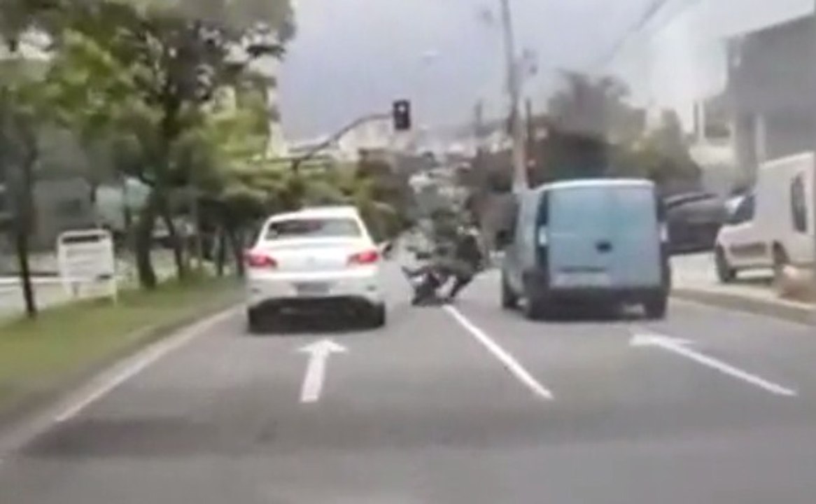 Keep Your Eye On the Motorcycle and White Car … You’re About to Witness Great Instantaneous Karma