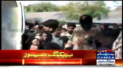 MQM's Amir Khan Making Victory Sign After ATC Hearing Today