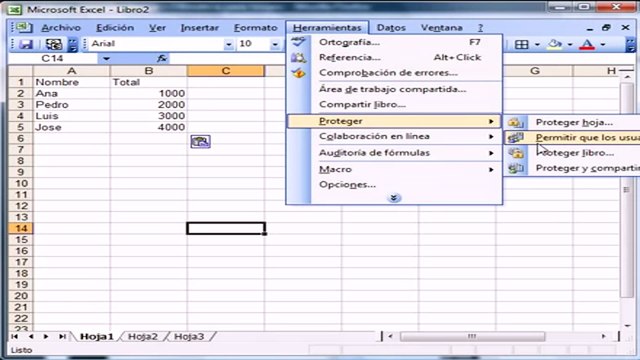 Excel 2003 Protección proteger todo dejando unas cuantas celdas abiertas