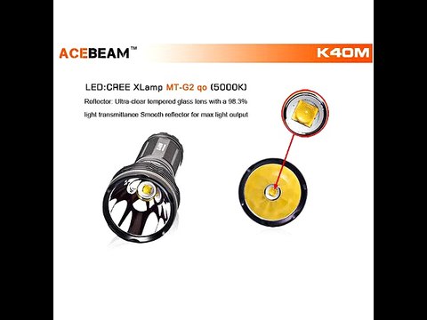 AceBeam K40M Cree MT-G2 Q0 3000lm 5000k LED Flashlight 3 18650