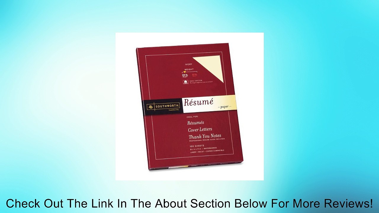 Southworth Exceptional Resume Paper, 100% Cotton, 24 lb, Ivory, 100 Count (R14ICF) Review
