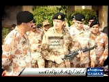 CORE COMMANDER KARACHI VISITED RANGER HEAD QUARTER AND INSPECT THE WEAPON RESCUED FROM MQM TERROREST