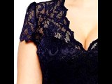 Sexy Women Plus Size Lace Short Sleeve Party Evening Night Gowns Dress