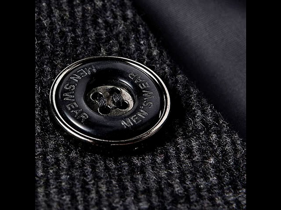 Mens Knitted Stand Collar Wool Blend Tweed Coats Long Jackets