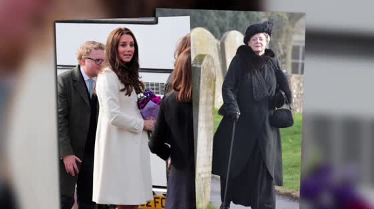 La Duchesse de Cambridge visite le plateau de Downton Abbey