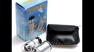 Mini Pocket LED 60X Microscope Magnifier Loupe Jewelry