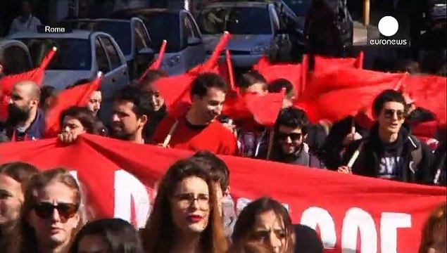 Manifestaciones estudiantiles en Italia contra la reforma educativa de Renzi