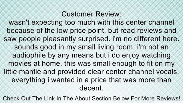 BIC AMERICA DV-32CLR 31/2 2-Way Center Channel Speaker Review